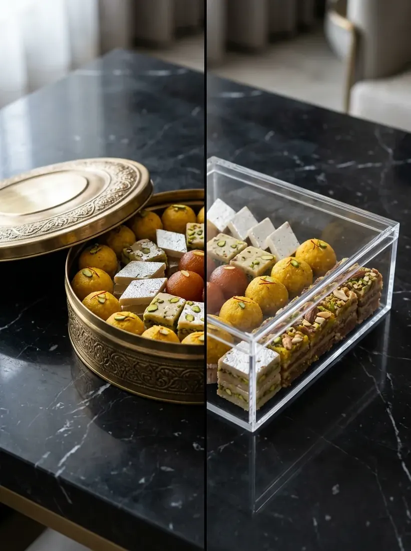 Tin Box vs Acrylic Box for Sweets