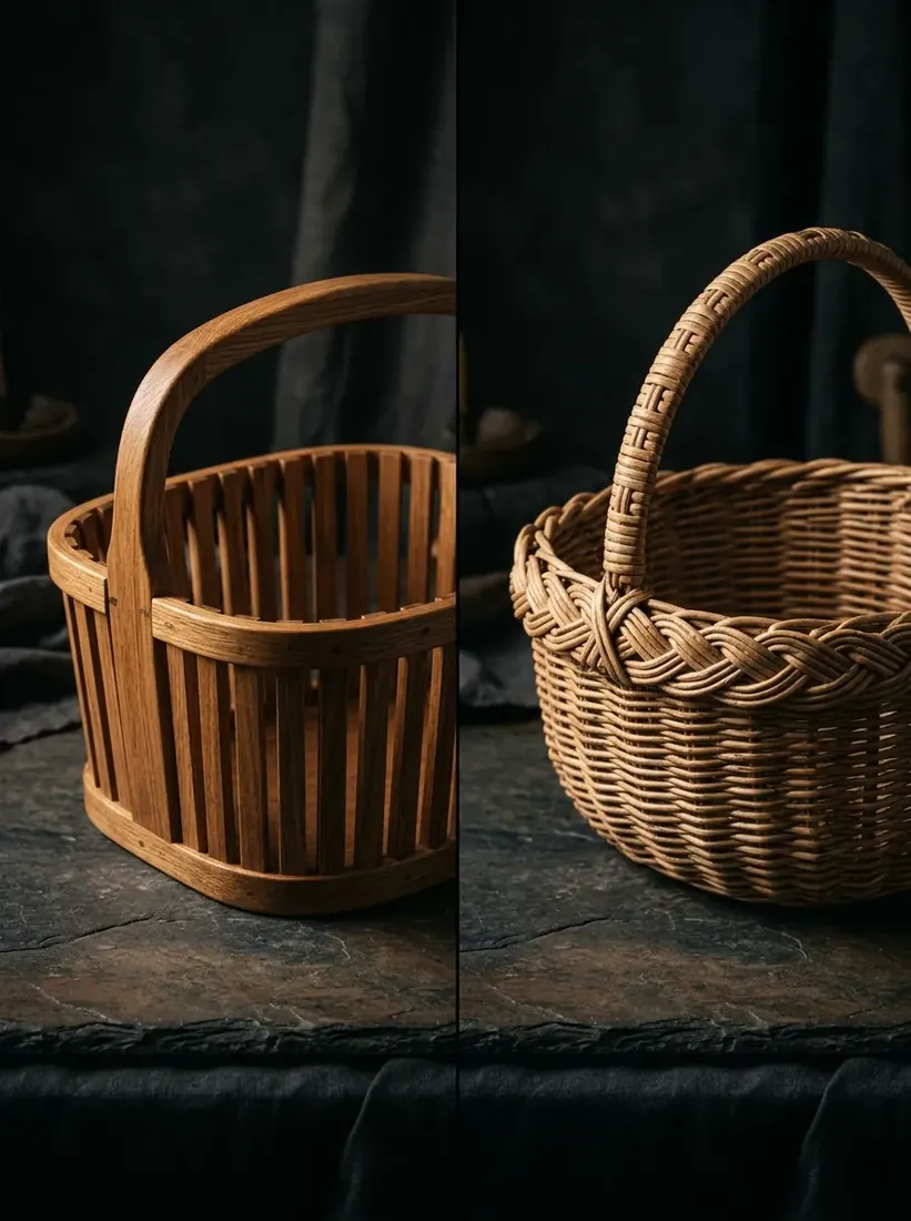 Wooden Basket vs Wicker Basket
