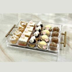 Acrylic Tray Transparent with Golden Handle