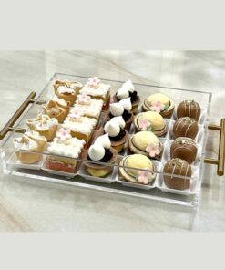 Acrylic Tray Transparent with Golden Handle