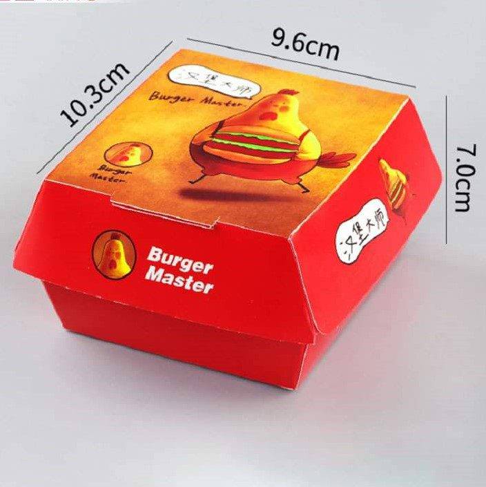 Custom Burger Packaging Cardboard Boxes size:4x3.75x2.75