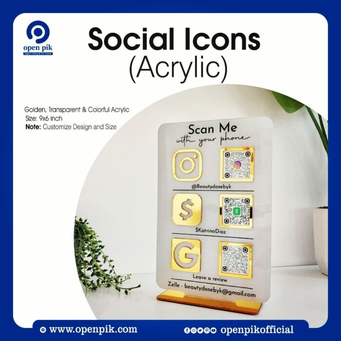 social icons acrylic