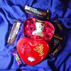 Birthday Gift Box with Teddy bear flower