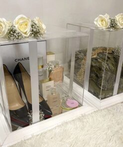 Engagement Acrylic Box with Wooden Base Elegant