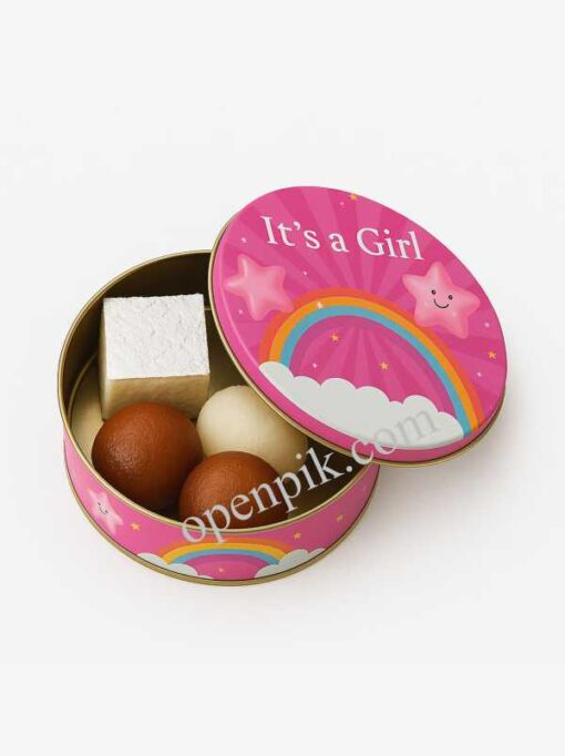 It’s a girl 250gm Metal Box | Baby Announcement Sweet Box - Image 2