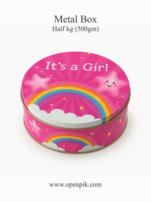 It's a Girl Half Kg Metal Box | Baby Announcement Sweet Box