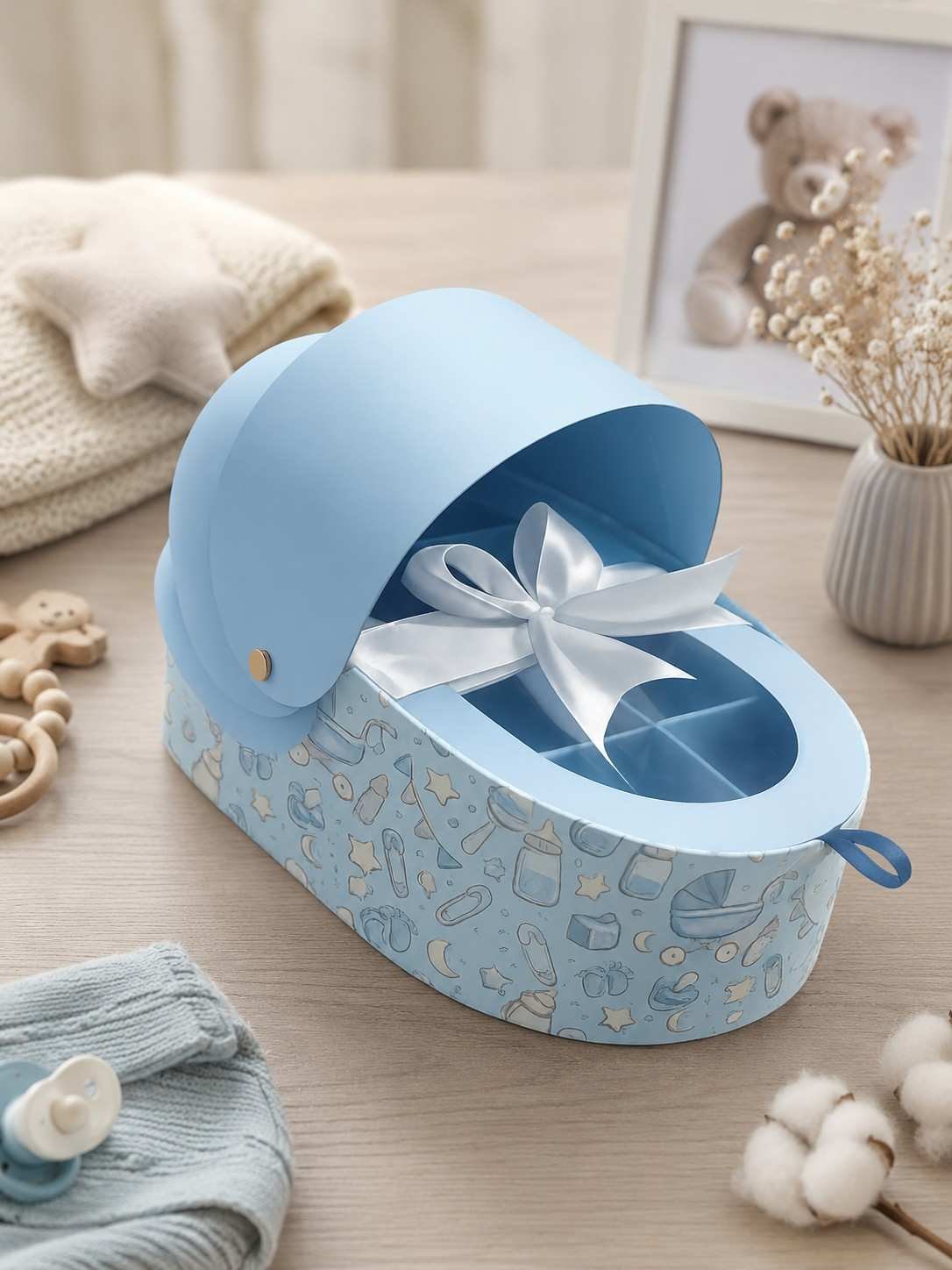 Baby Announcement Gift Box | Babycot Shape Sweet Box with Custom Name Tag | Newborn Reveal Box for Family & Friends | Pink & Blue 2 Baby Announcement Gift Box | Babycot Shape Sweet Box with Custom Name Tag | Newborn Reveal Box for Family & Friends | Pink & Blue - Image 2